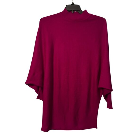 Before You Sweaters - Magenta Mock Neck Batwing Sleeve Knit Dress By Before You Size S 100% Acrylic dr